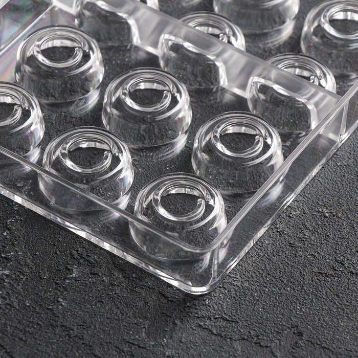 Форма для конфет и шоколада KONFINETTA &laquo;Тоффи. Круг&raquo;, 27,5&times;17,5&times;2,5 см, 21 ячейка 2,5&times;1,5 см, цвет прозрачный