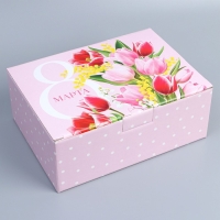 Коробка подарочная сборная, упаковка, &laquo;8 марта&raquo;, 26 х 19 х 10 см