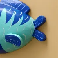 Панно "Рыба-клоун" дерево 20х16х4 см, цв. сине-бирюзовый