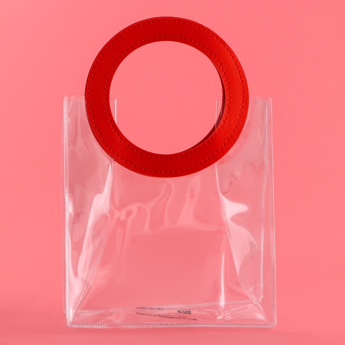 Пакет подарочный из ПВХ, красный, 20 х 18 х 10 см