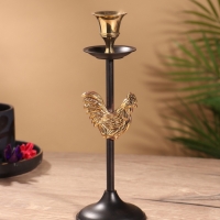 Подсвечник на 1 свечу " Золотой гребешок" латунь, черный с золотом 6х6х21,5  см