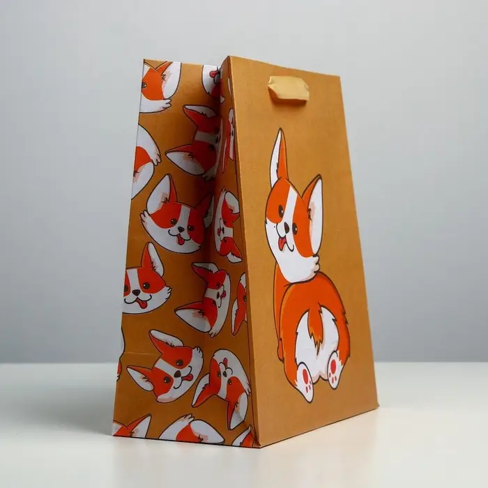 Пакет подарочный крафтовый, упаковка, &laquo;Пёсик&raquo;, MS 18 х 23 х 10 см