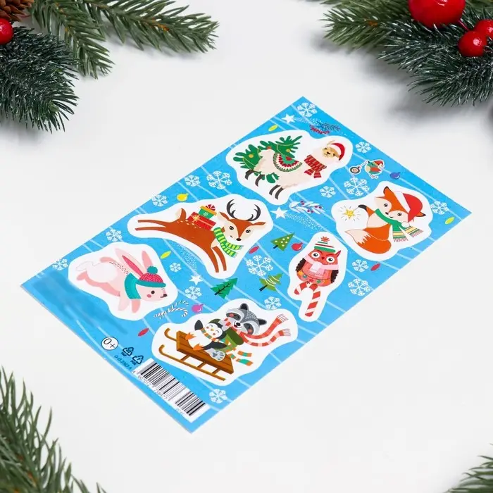 Наклейки новогодние &laquo;Лесные обитатели&raquo;, 10&times;16 см