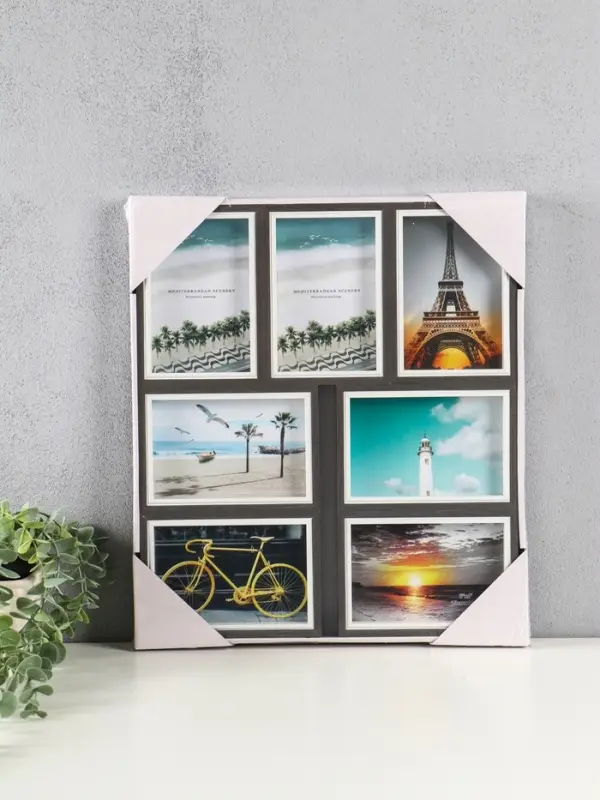 Фоторамка МДФ, стекло на 7 фото 10х15 "День и ночь" 40,5х35,5х2,2 см