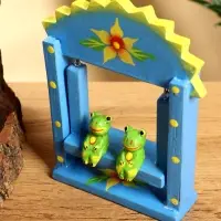 Сувенир &laquo;Лягушата на качелях&raquo;, 10&times;3.5&times;15 см, дерево, голубой