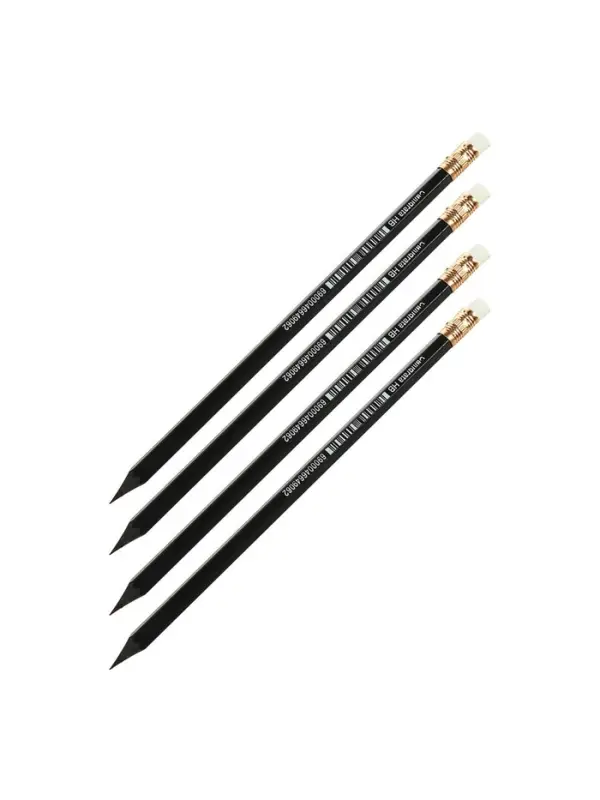 Набор карандашей чернографитных, Calligrata, 4 штуки, HB, пластиковых, с ластиком, чёрный