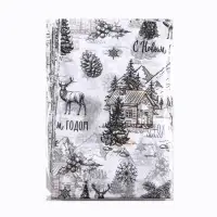 Бумага упаковочная тишью, новогодняя упаковка &laquo;Олени в лесу&raquo;,50&times;66 см