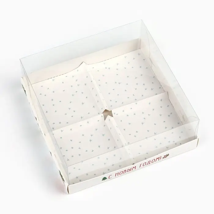 Коробка для для муссовых пирожных &laquo;С Новым годом&raquo;, 17.8 х 17.8 х 6.5 см
