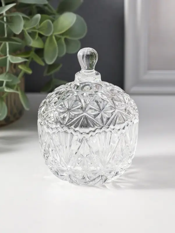 Шкатулка стекло "Вспышка" прозрачная 6,8х6,8х9 см