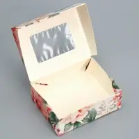 Кондитерская упаковка, коробка с ламинацией &laquo;Цветочный&raquo;, 10 х 8 х 3.5 см