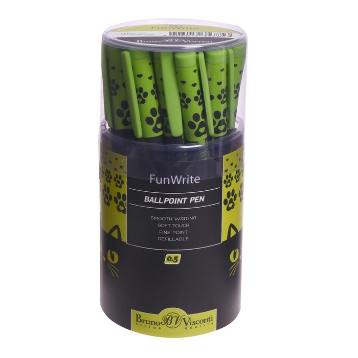 Ручка шариковая FunWrite &laquo;Чёрный кот&raquo;, узел 0.5 мм, синие чернила, матовый корпус Silk Touch