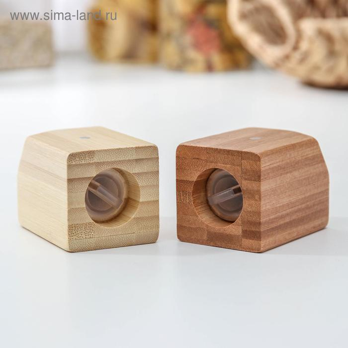 Набор для специй, 10&times;5&times;7 см, 2 шт, на магнитах, бамбук