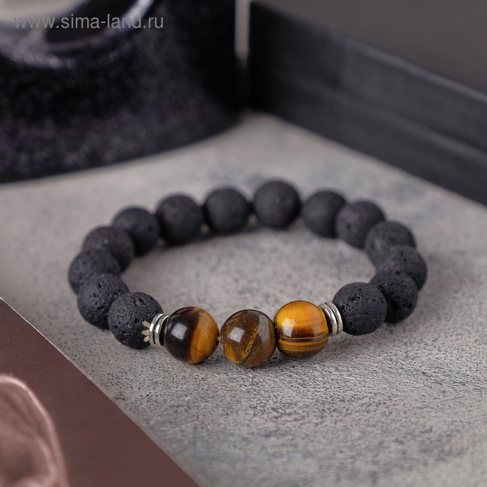 Браслет унисекс &laquo;Лава&raquo; тигровый глаз, цвет чёрно-коричневый