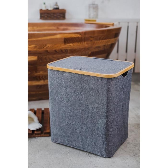 Корзина универсальная с крышкой &laquo;Минимал&raquo;, 45&times;35&times;49,5 см, цвет серый