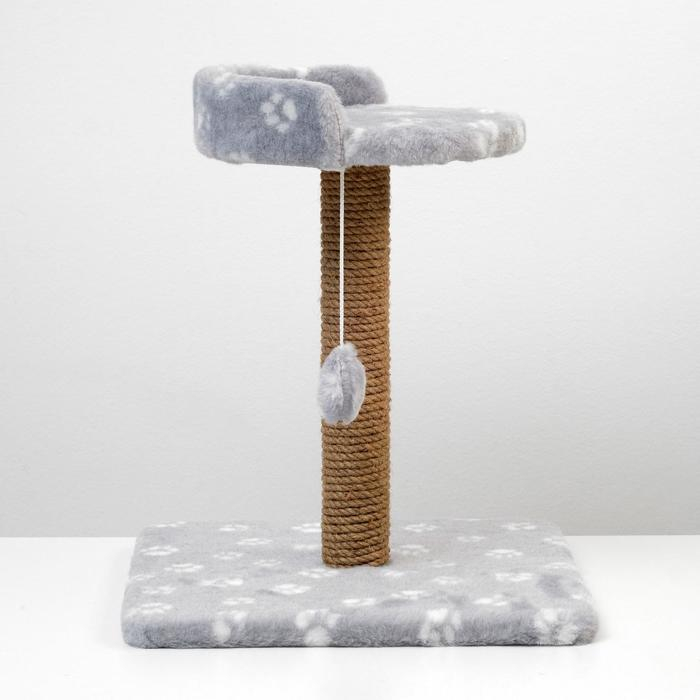 Когтеточка малая Когтеточка малая "Арена" с игрушкой, 40 х 40х 50 см, джут, серая с лапками