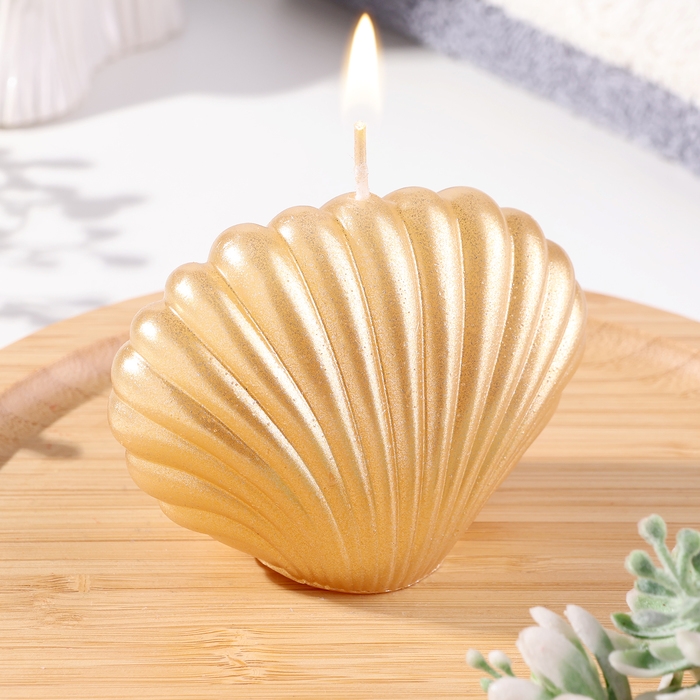 Свеча фигурная лакированная "Ракушка", 3,2х4,5 см, золото