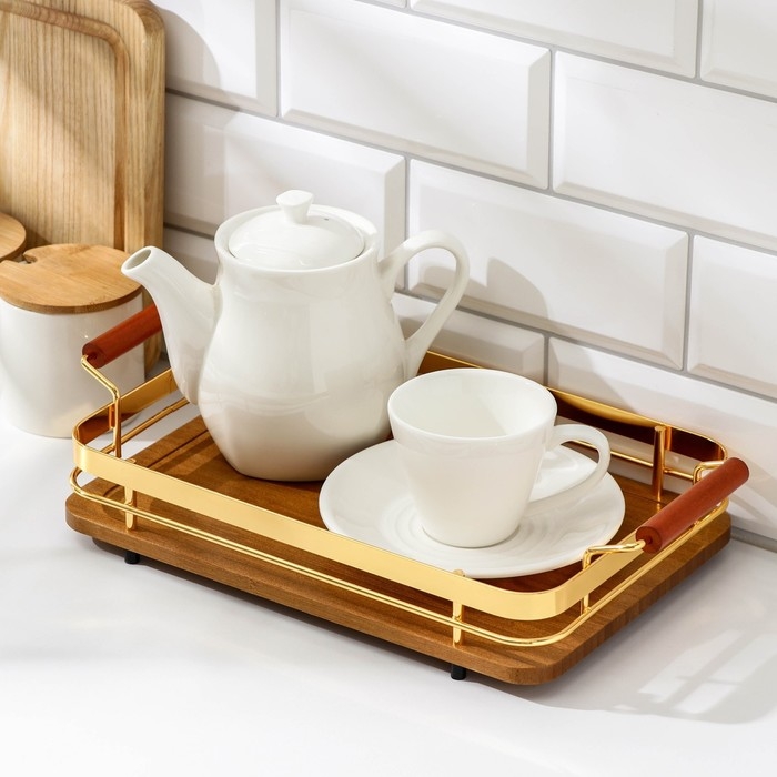 Поднос Ferra, 30&times;20 см, цвет коричнево-золотой