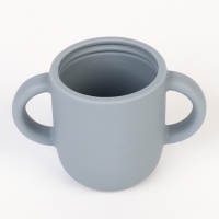 Поильник с трубочкой детский силиконовый &laquo;Try again&raquo;, 200 мл., с ручками, цвет серый