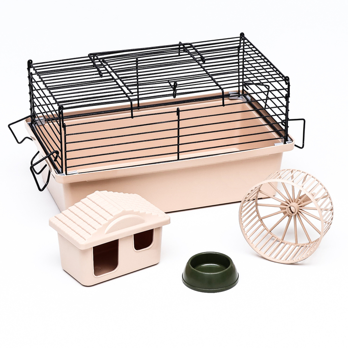 Клетка-мини для грызунов Клетка-мини для грызунов "Пижон" №1, укомплектованная, 27 х 15 х 13 см, бежевая