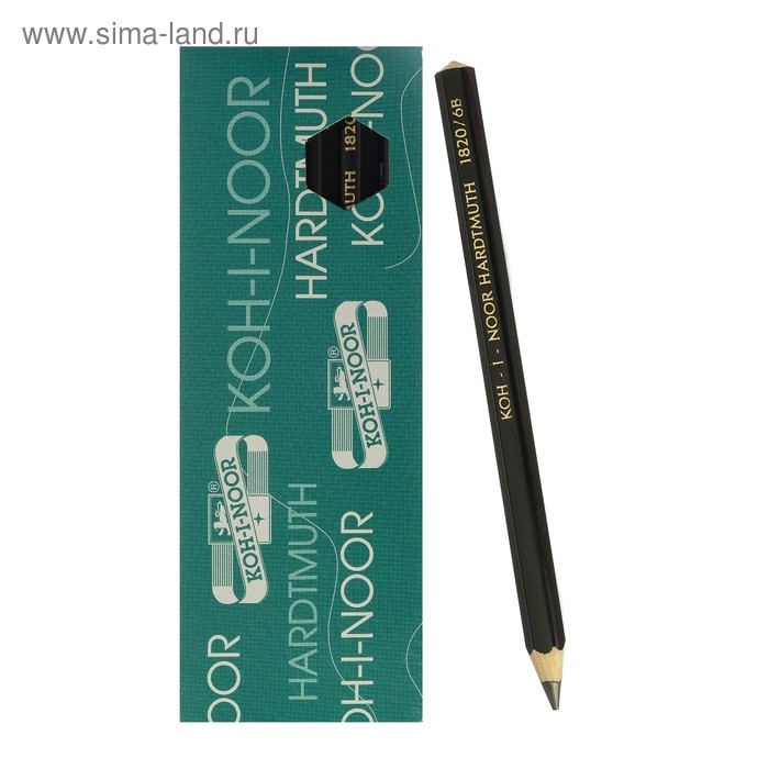 Карандаш утолщенный чернографитный 5.6 мм, Koh-I-Noor Jumbo Black Star 1820 6B, L=175 мм