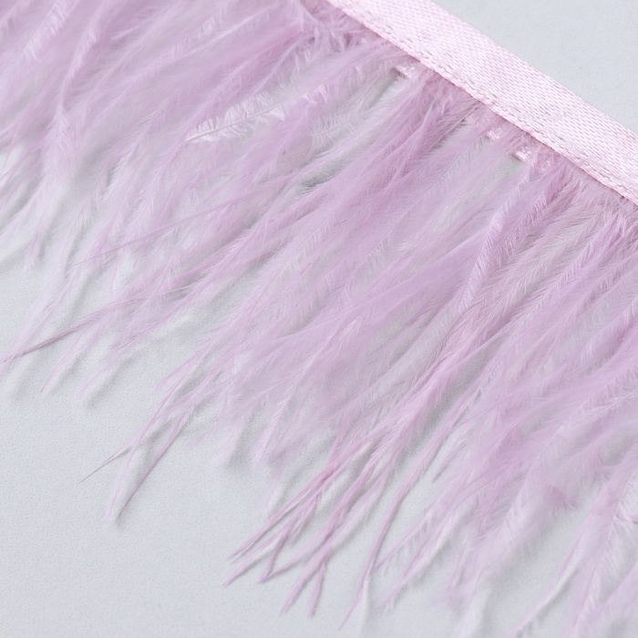 Тесьма с перьями страуса, 8-10 см, 5 &plusmn; 0,5 м, цвет лавандовый