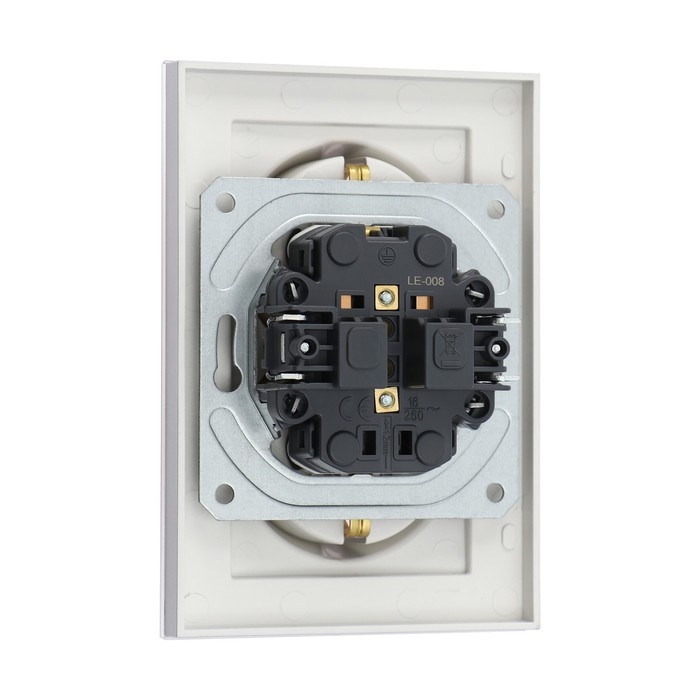 Розетка двухместная TOT Matte Glass, 16 А, скрытая, с з/к, стекло, серебристая