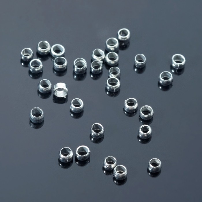 Кримп (зажимная бусина), 2 &times; 1,5 мм, 30 шт., цвет серебро