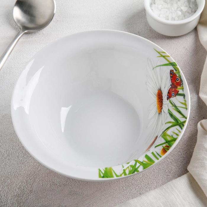 Тарелка Добрушский завод &laquo;Ромашка&raquo;, 550 мл, фарфор, белая