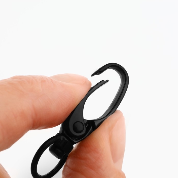 Карабин металлический, 38 &times; 12 мм / 10 &times; 1 мм, 5 шт, цвет чёрный