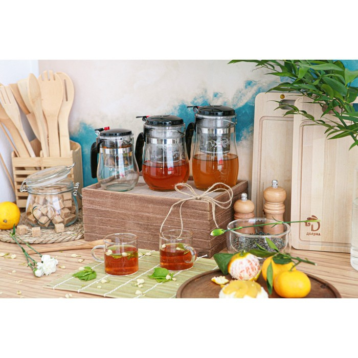 Чайник стеклянный заварочный Magistro &laquo;Мехико&raquo;, 750 мл, с металлическим ситом, пластиковая колба