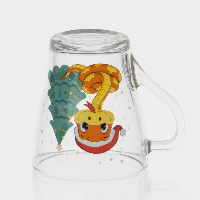 Кружка стеклянная кофейная &laquo;Новогодние змейки&raquo;, 250 мл, МИКС