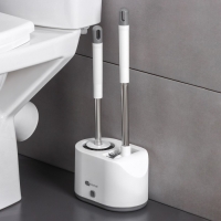 Ёршик для унитаза SAVANNA, силиконовый с щёткой, 18,9&times;12&times;40,5 см цвет белый