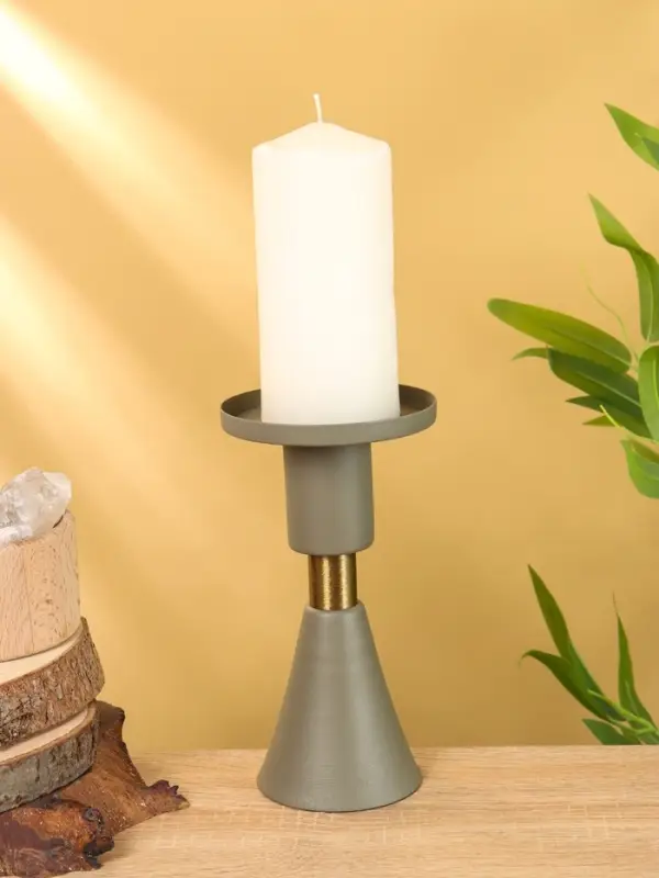 Подсвечник на 1 свечу текстурный "Графитовый" 10,5х10,5х19,5 см