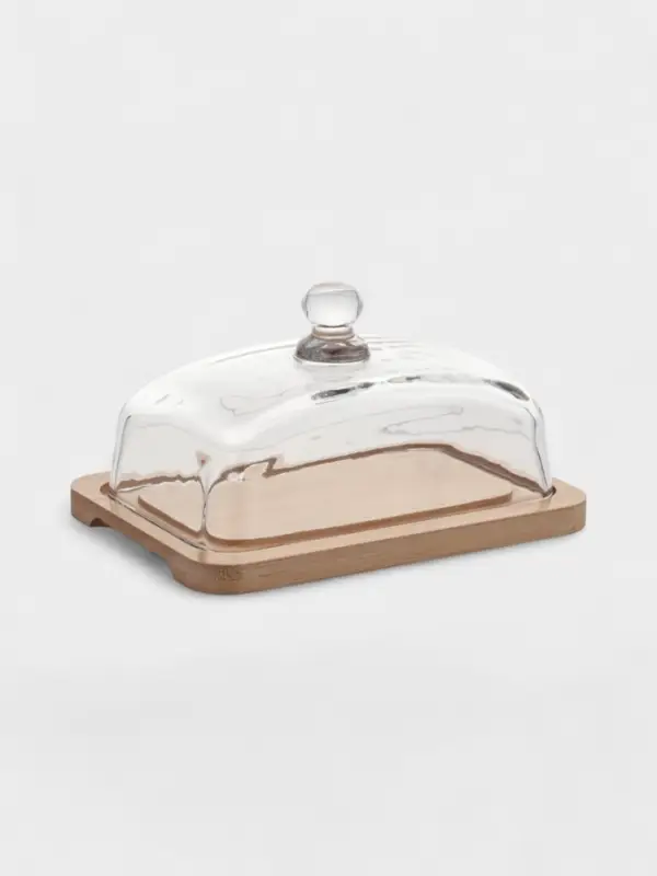 Масленка на бамбуковой подставке, 17.8х13х10 см