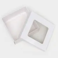 Коробка подарочная складная, упаковка, крышка - дно, с окном, белая, 12&times;12&times;5 см