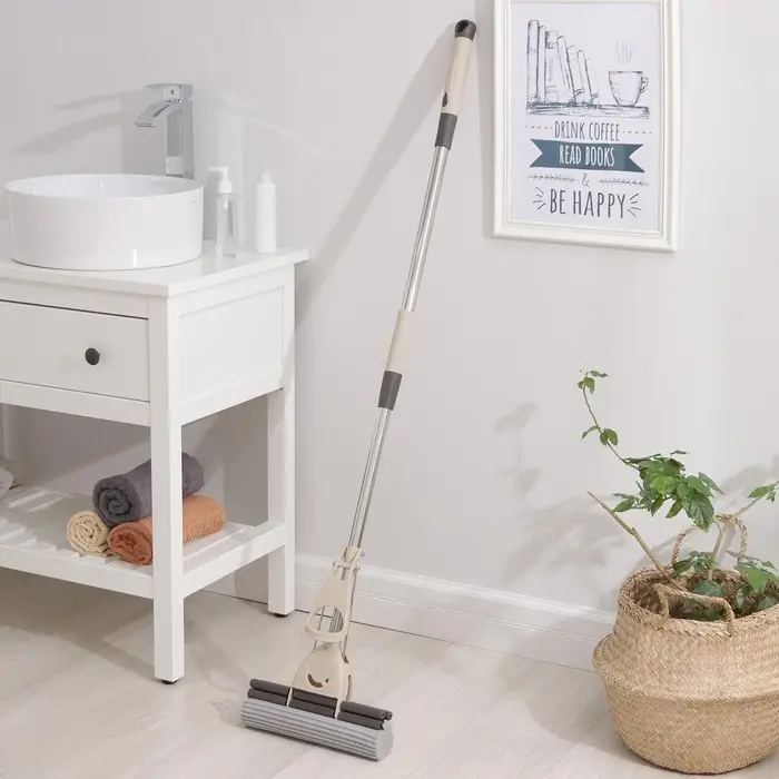 Швабра для мытья пола PVA с двойным роликовым отжимом Доляна, стальной телескоп черенок 28&times;6&times;106(130) см