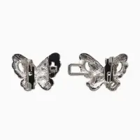 Зажим для кардигана "Ажур", бабочка, искра, цвет белый в серебре