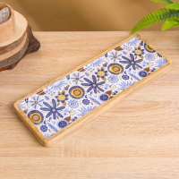 Блюдо прямоугольное "Васильки" дерево манго 41х15 см