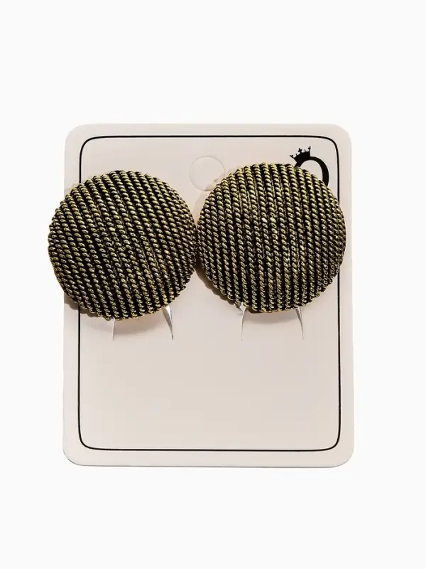 Клипсы "Винтаж" круг рубчик, цвет чернёное золото