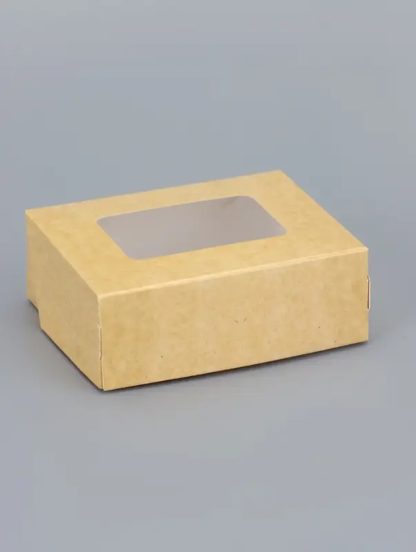 Контейнер на вынос, с окном, крафт, 10&times;8&times;3.5 см