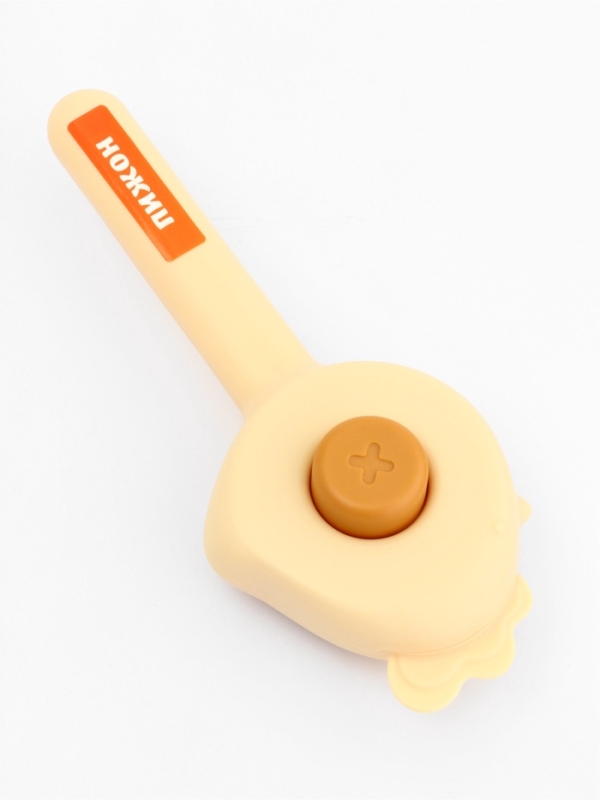 Пуходерка пластиковая "Петушок" с самоочисткой, 8,7 х 22 см, жёлтая