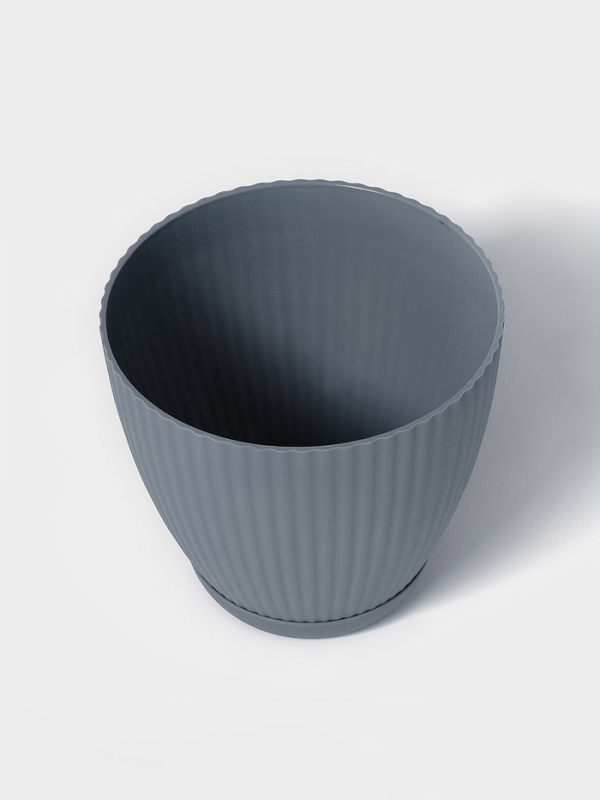 Горшок круглый "Ribbed" 13,5х13,5х12 см, цвет синий