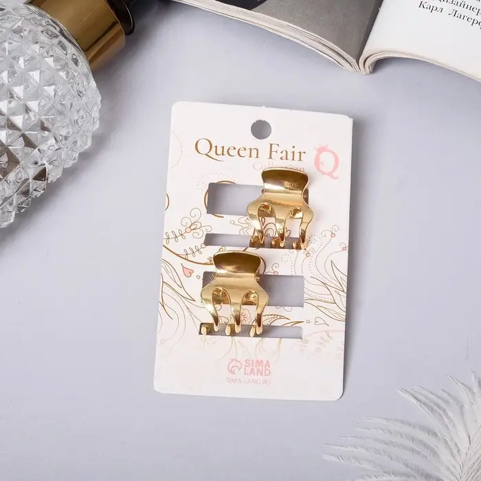 Краб для волос Краб для волос "Либерти" (набор 2 шт) зубчики классика, 2 см, золото