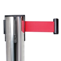 Стойка ограждения сер с вытяжной лентой-280см КРАСНАЯ,высота-90см,d- 6см,напольный d-32см