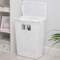 Корзина бельевая с крышкой &laquo;Лофт&raquo;, 50 л, белая