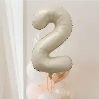 Шар фольгированный 40" Цифра 2, цвет &laquo;Взбитые сливки&raquo;