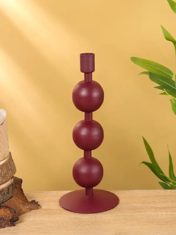 Подсвечник на 1 свечу "Баклажан" с 3 сферами 10х10х25 см