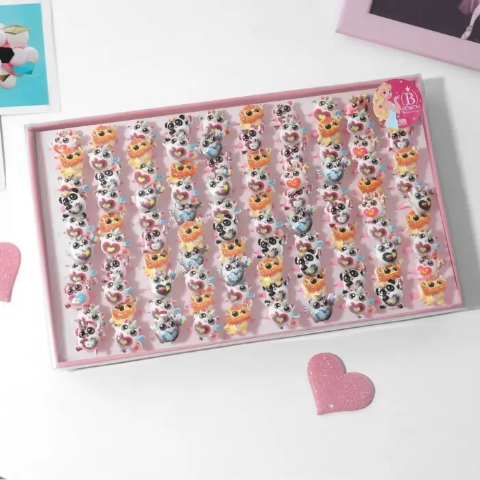 Кольцо детское &laquo;Выбражулька&raquo; весёлые зверюшки, форма МИКС, цветное