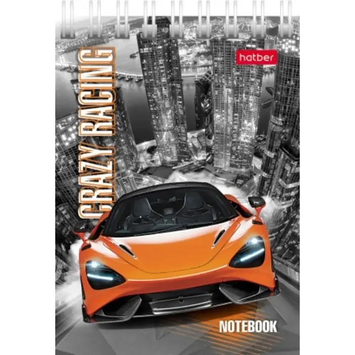 Блокнот А7, 40 листов в клетку на гребне Hatber &laquo;Автопанорама&raquo;, обложка мелованный картон, блок 65 г/м&sup2;, МИКС 6 видов