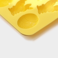 Форма для выпечки Доляна &laquo;Пасха&raquo;, силикон, 7 ячеек, 18,5&times;14,5&times;2,5 см, жёлтая